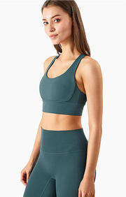Wholesale Naked Feeling Crisscross Back Sports Bra Women Padded Yoga Tank Top Workout Top