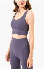Wholesale Naked Feeling Crisscross Back Sports Bra Women Padded Yoga Tank Top Workout Top