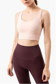 Wholesale Naked Feeling Crisscross Back Sports Bra Women Padded Yoga Tank Top Workout Top