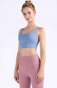 Wholesale Naked Feeling Crisscross Back Sports Bra Women Padded Yoga Tank Top Workout Top