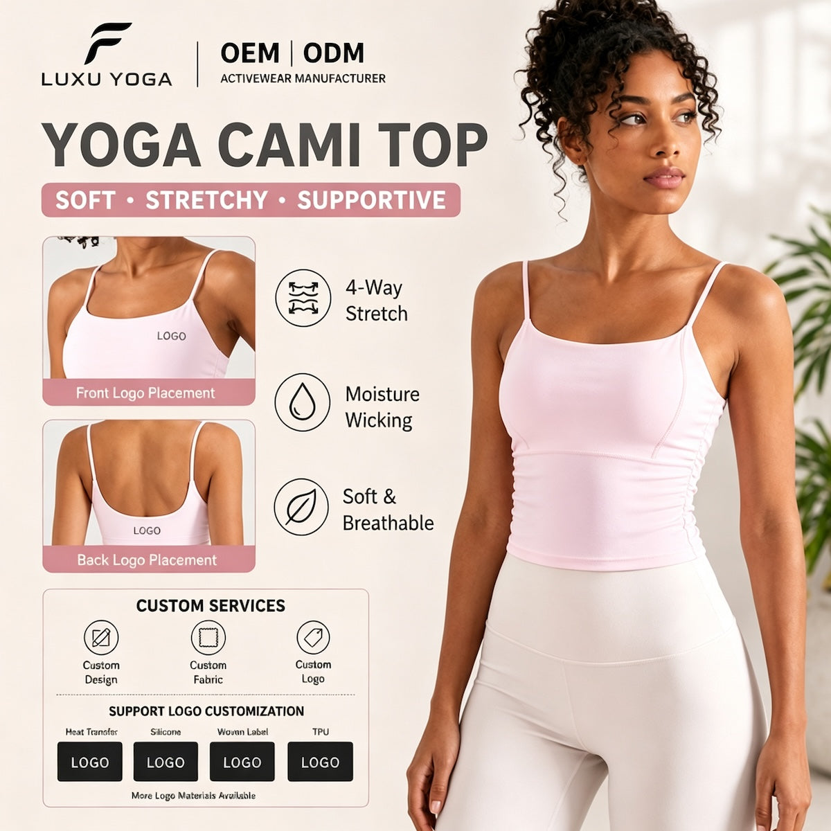 Wholesale Naked Feeling Ruffle Bandeau Yoga Bra Women Seamless Form-Fitting Fitness Tank Top