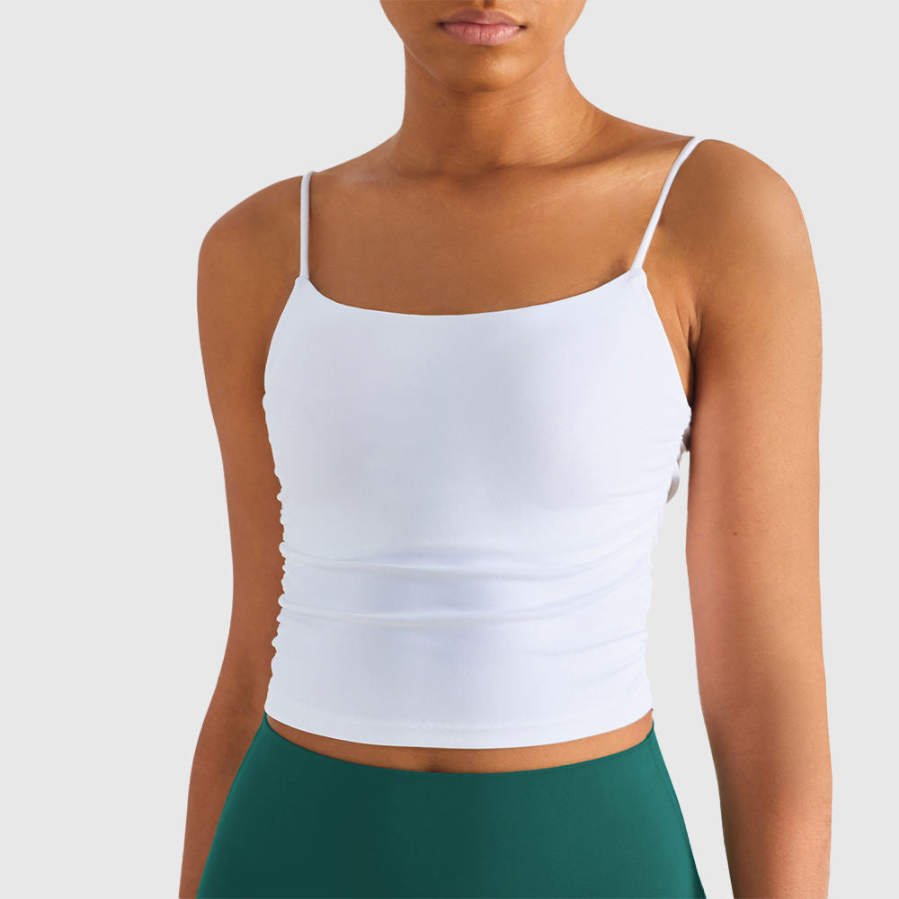 Wholesale Naked Feeling Ruffle Bandeau Yoga Bra Women Seamless Form-Fitting Fitness Tank Top