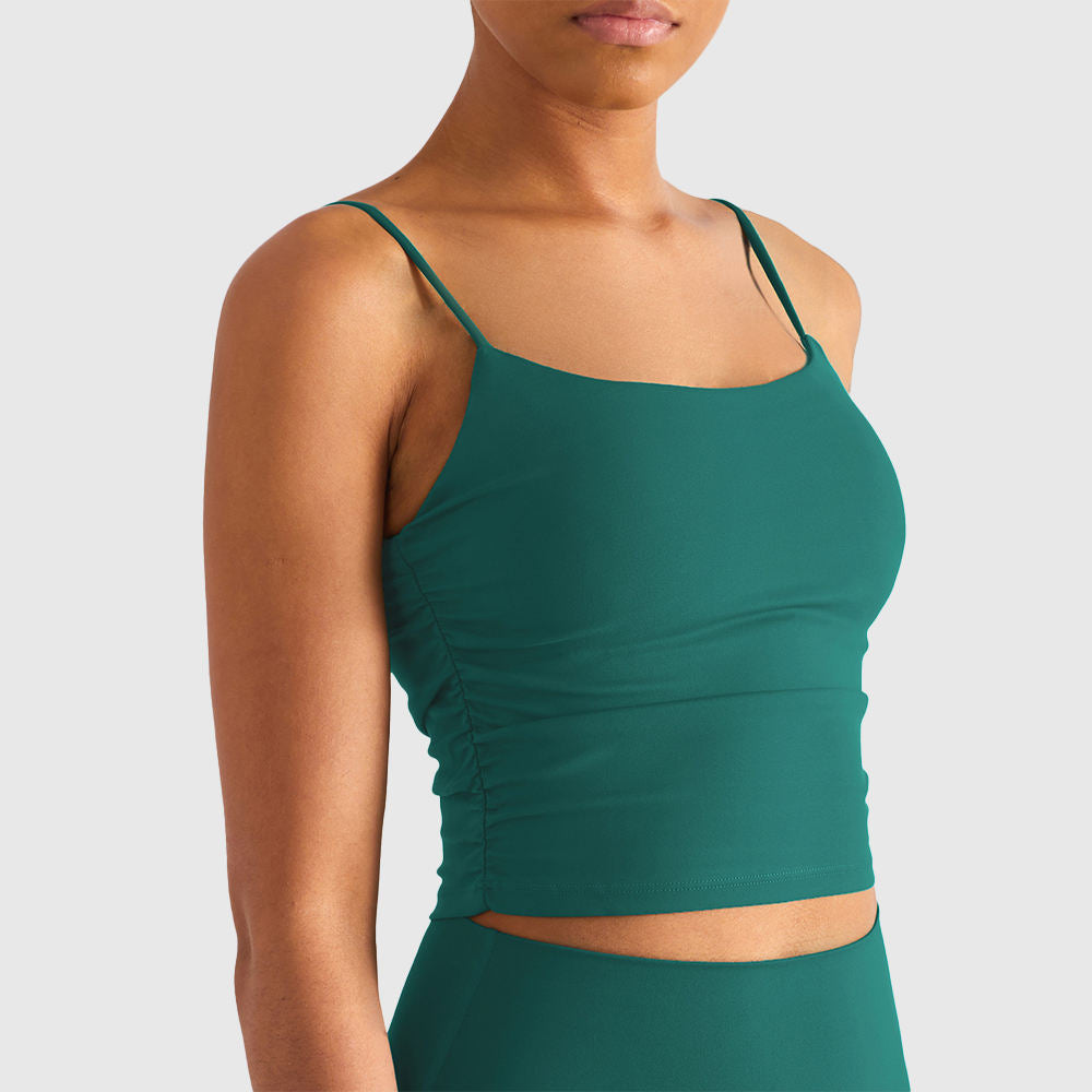 Wholesale Naked Feeling Ruffle Bandeau Yoga Bra Women Seamless Form-Fitting Fitness Tank Top