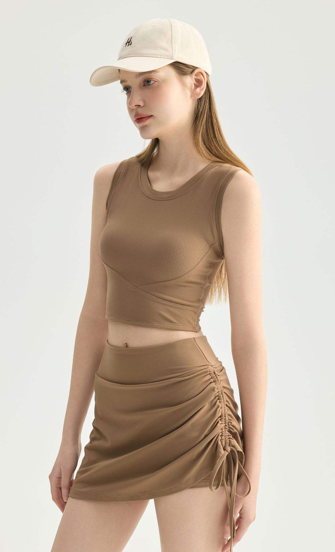 Wholesale Naked Feeling Yoga Skort Women Side Drawstring High Waist Built-in Shorts Tennis Skirt