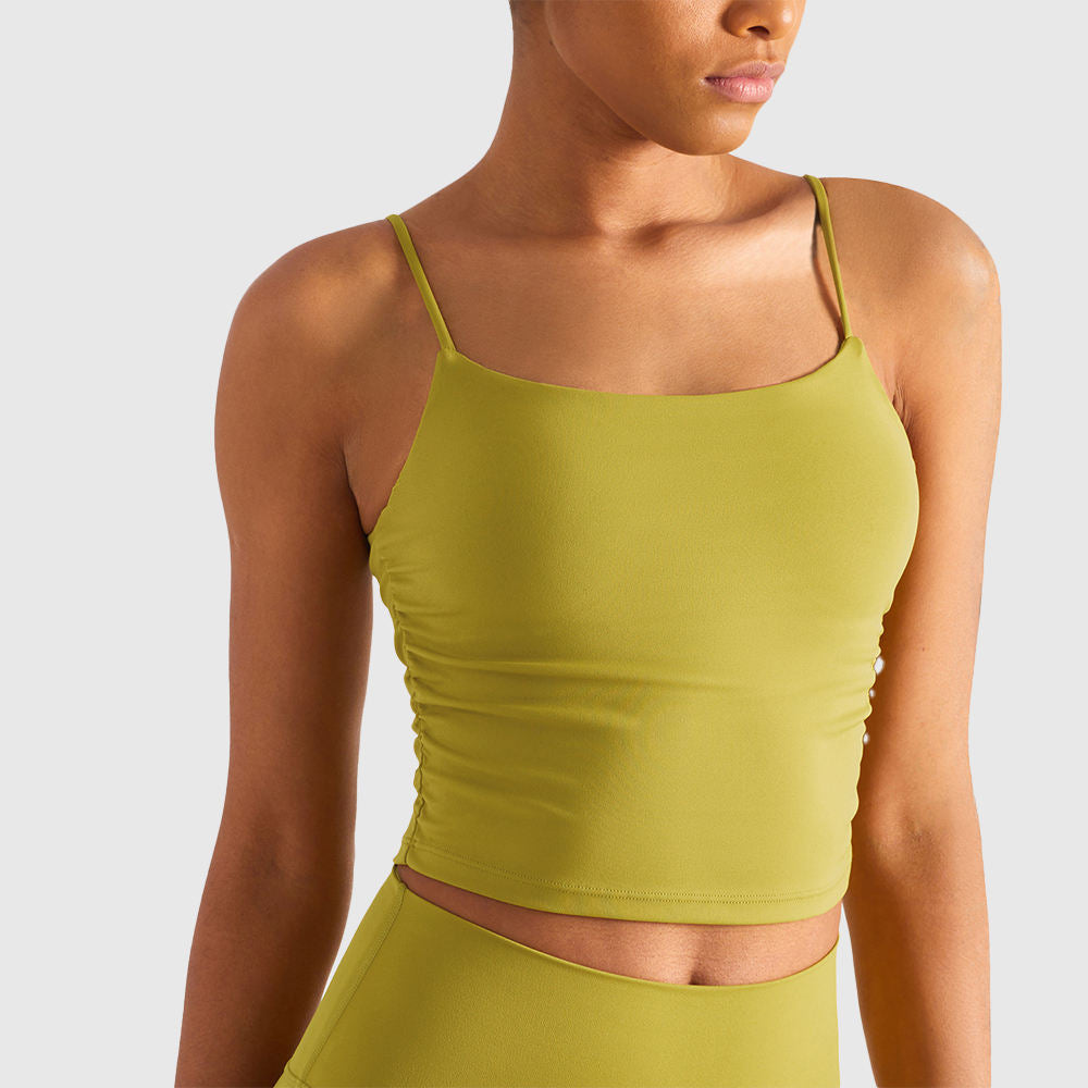 Women Barely There Yoga Bra Ruched Backless Pilates Sports Top OEM ODM