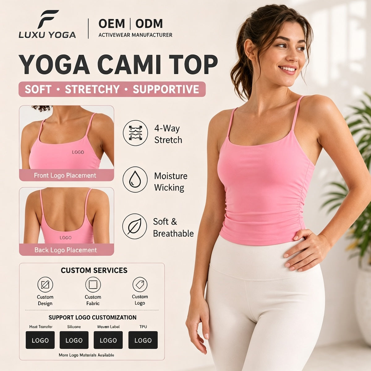 Wholesale Barely There Yoga Bra Ruched Backless Pilates Sports Top