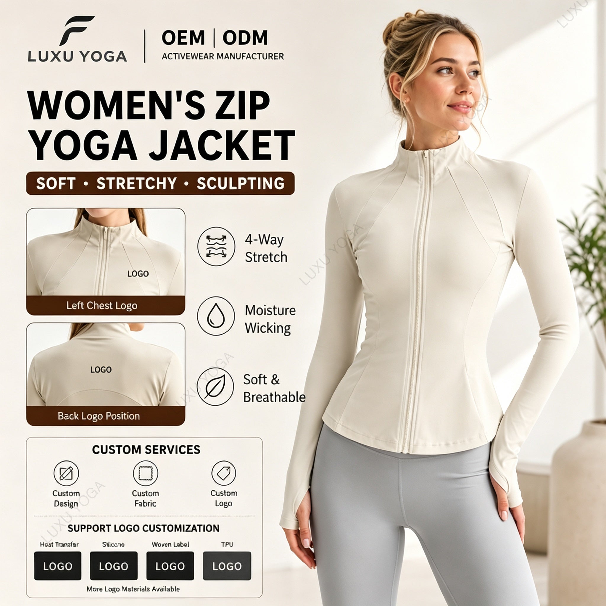 Wholesale Paneled Yoga Jacket Women Long Sleeve Color Block Flattering Fit Running Training Top