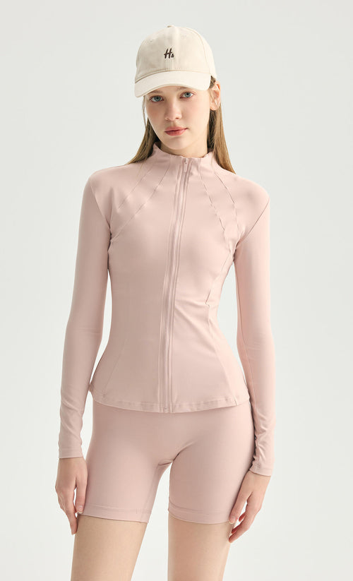 Wholesale Paneled Yoga Jacket Women Long Sleeve Color Block Flattering Fit Running Training Top