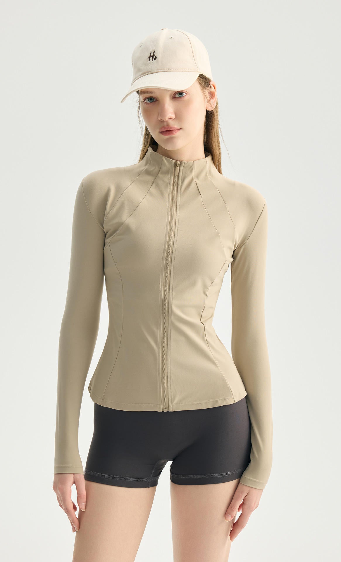Wholesale Paneled Yoga Jacket Women Long Sleeve Color Block Flattering Fit Running Training Top