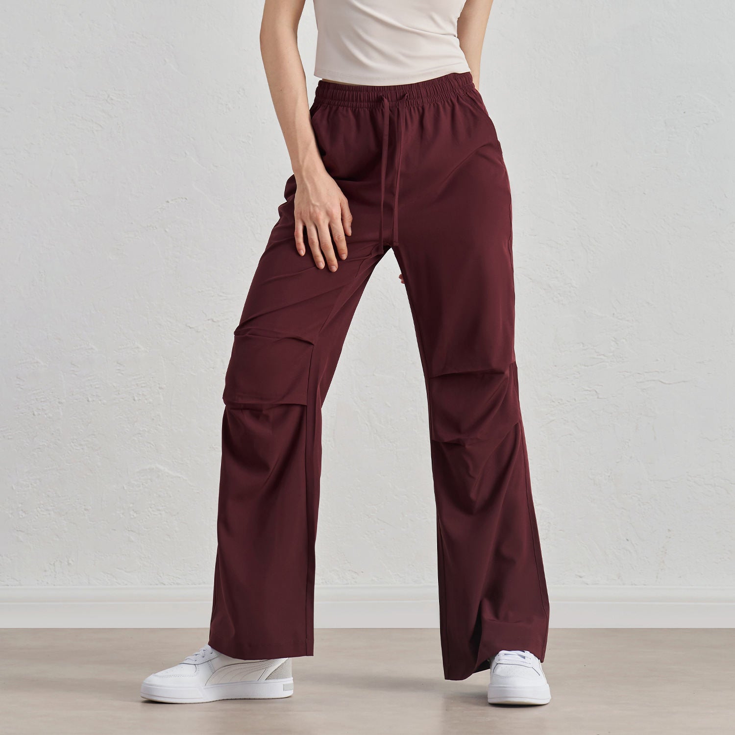 Wholesale Petite Wide Leg Yoga Pants Women Ruched Waist Drawstring Quick Dry Outdoor Trousers