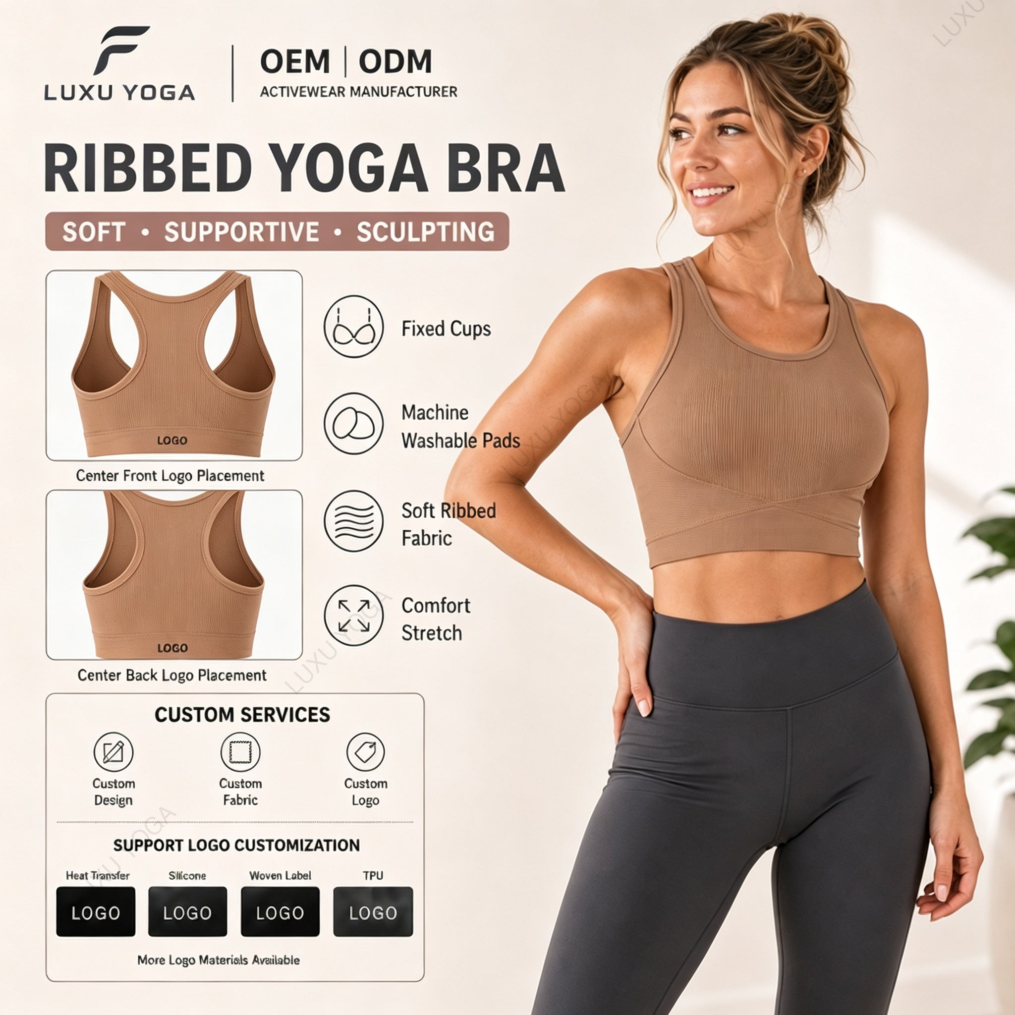 Wholesale Retro Yoga Vest Women Seamless Molded Cups Slimming Breathable Workout Top