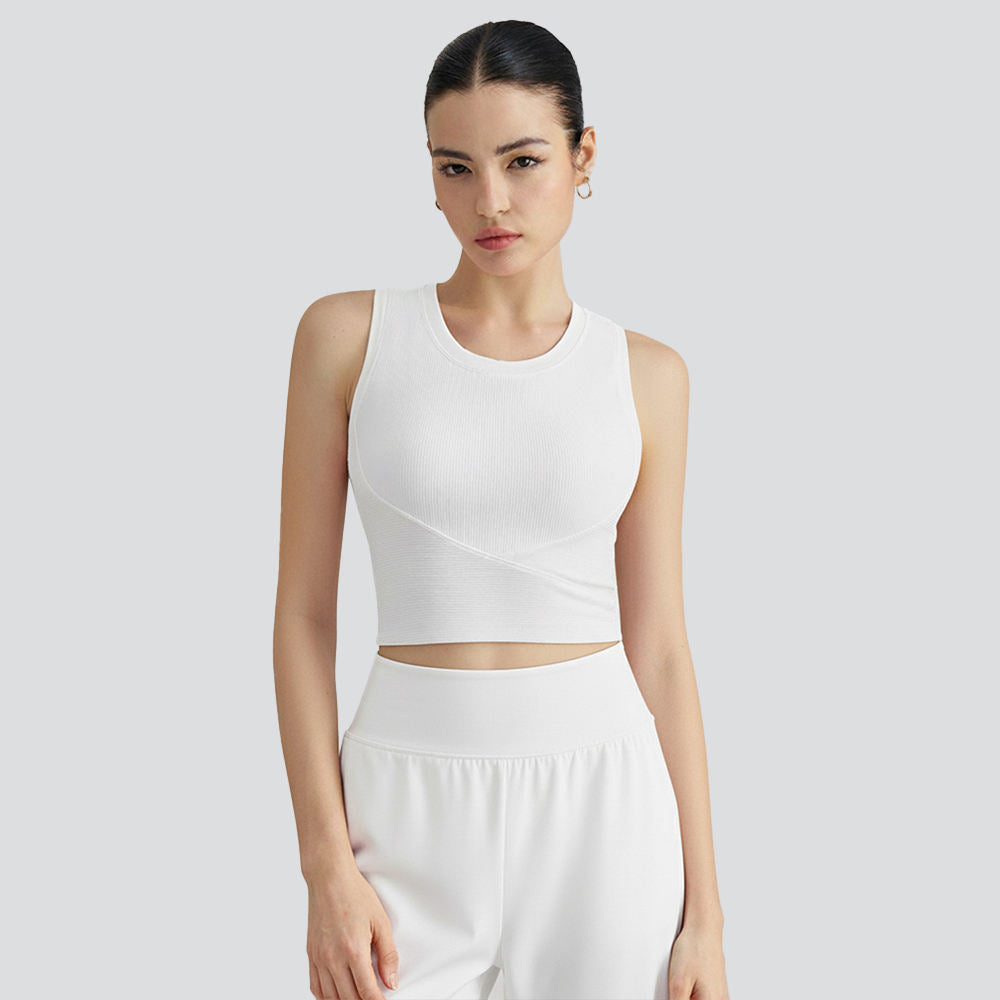 Wholesale Retro Yoga Vest Women Seamless Molded Cups Slimming Breathable Workout Top