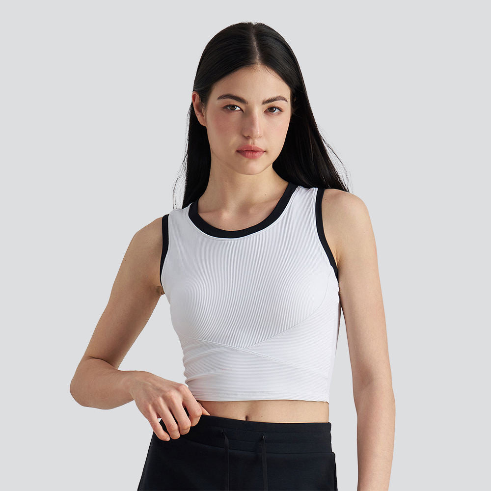 Wholesale Retro Yoga Vest Women Seamless Molded Cups Slimming Breathable Workout Top