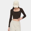Wholesale Seamless Yoga Top Women Long Sleeve Built-in Cups Snatched Fit Running Pilates Top