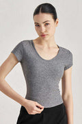Wholesale Snatched Waist Yoga Top Women Fitted Body-Hugging Sweat-Wicking Four-Way Stretch Active Tee