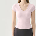 Wholesale Snatched Waist Yoga Top Women Fitted Body-Hugging Sweat-Wicking Four-Way Stretch Active Tee