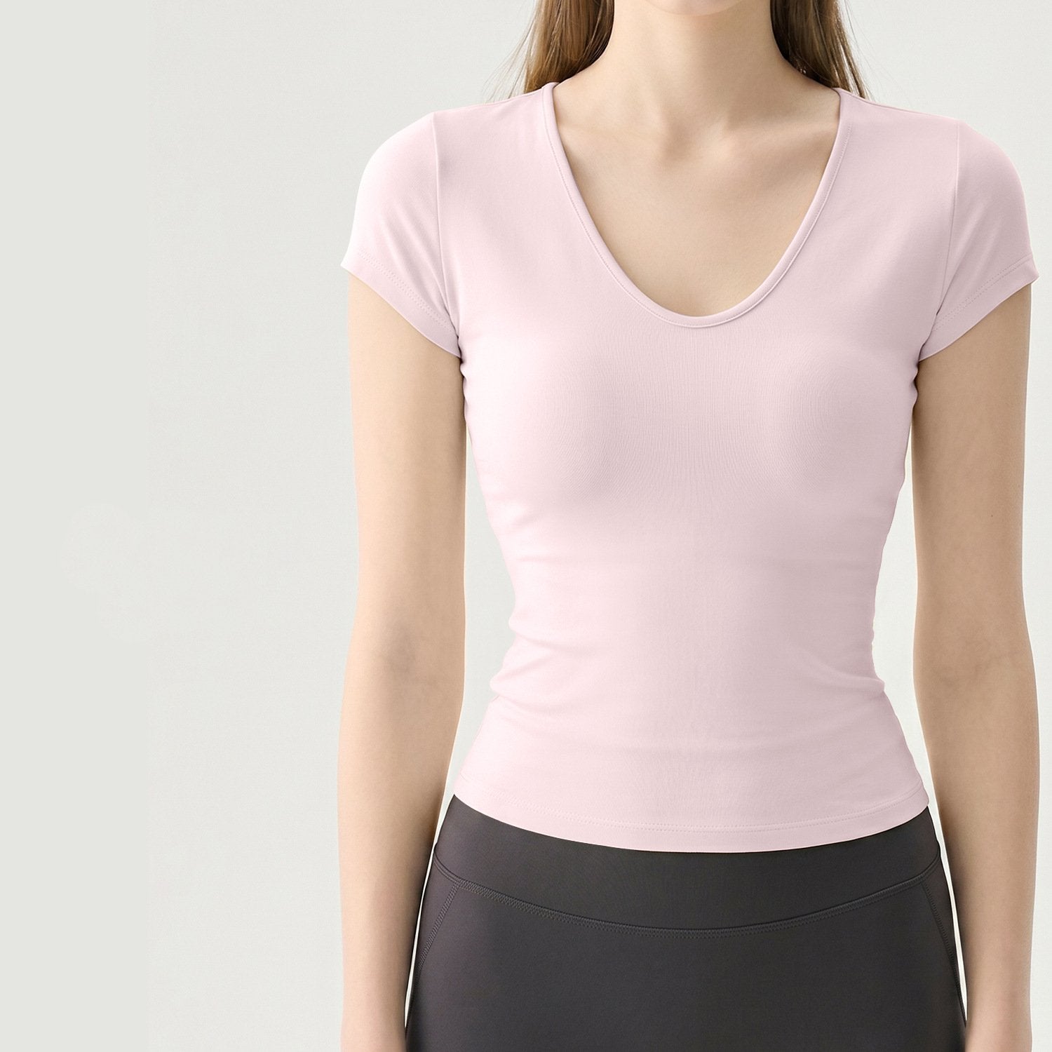 Wholesale Snatched Waist Yoga Top Women Fitted Body-Hugging Sweat-Wicking Four-Way Stretch Active Tee