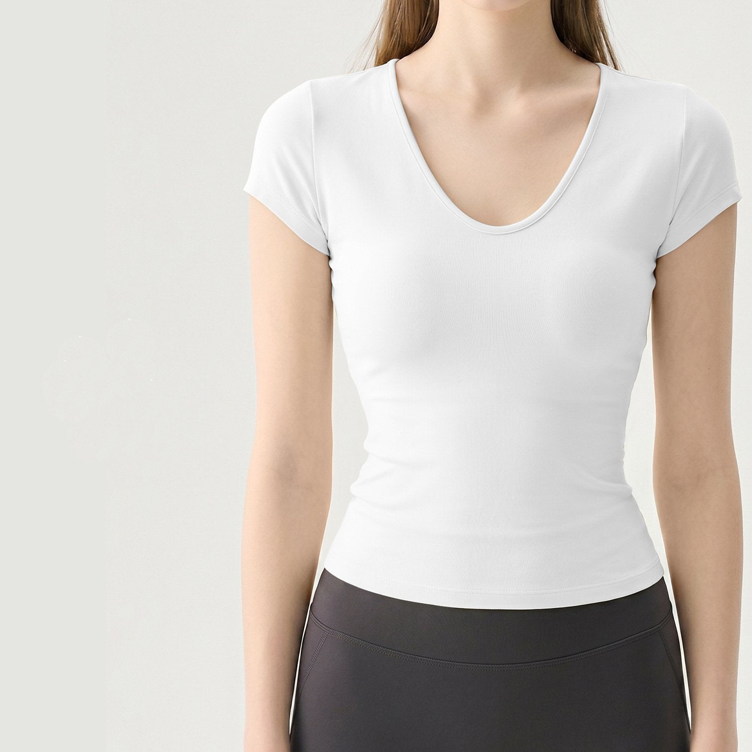 Wholesale Snatched Waist Yoga Top Women Fitted Body-Hugging Sweat-Wicking Four-Way Stretch Active Tee