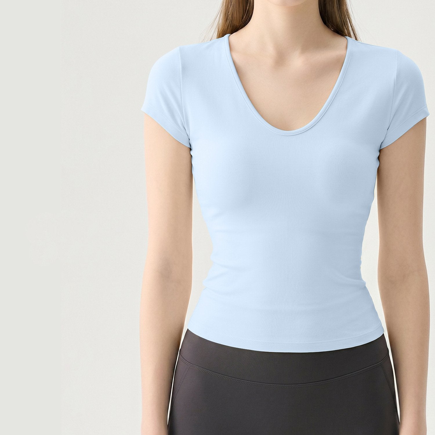 Wholesale Snatched Waist Yoga Top Women Fitted Body-Hugging Sweat-Wicking Four-Way Stretch Active Tee