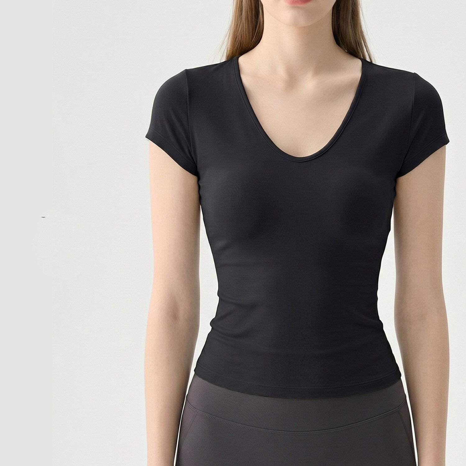 Wholesale Snatched Waist Yoga Top Women Fitted Body-Hugging Sweat-Wicking Four-Way Stretch Active Tee