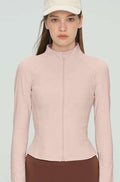 Wholesale Spliced Yoga Jacket Women Stand Collar Thumbhole Long Sleeve Flattering Fit Workout Top