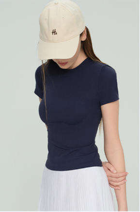 Wholesale Trendy Essential Yoga Top Women Snatched Fit Cropped Short Sleeve Figure Flattering Tee