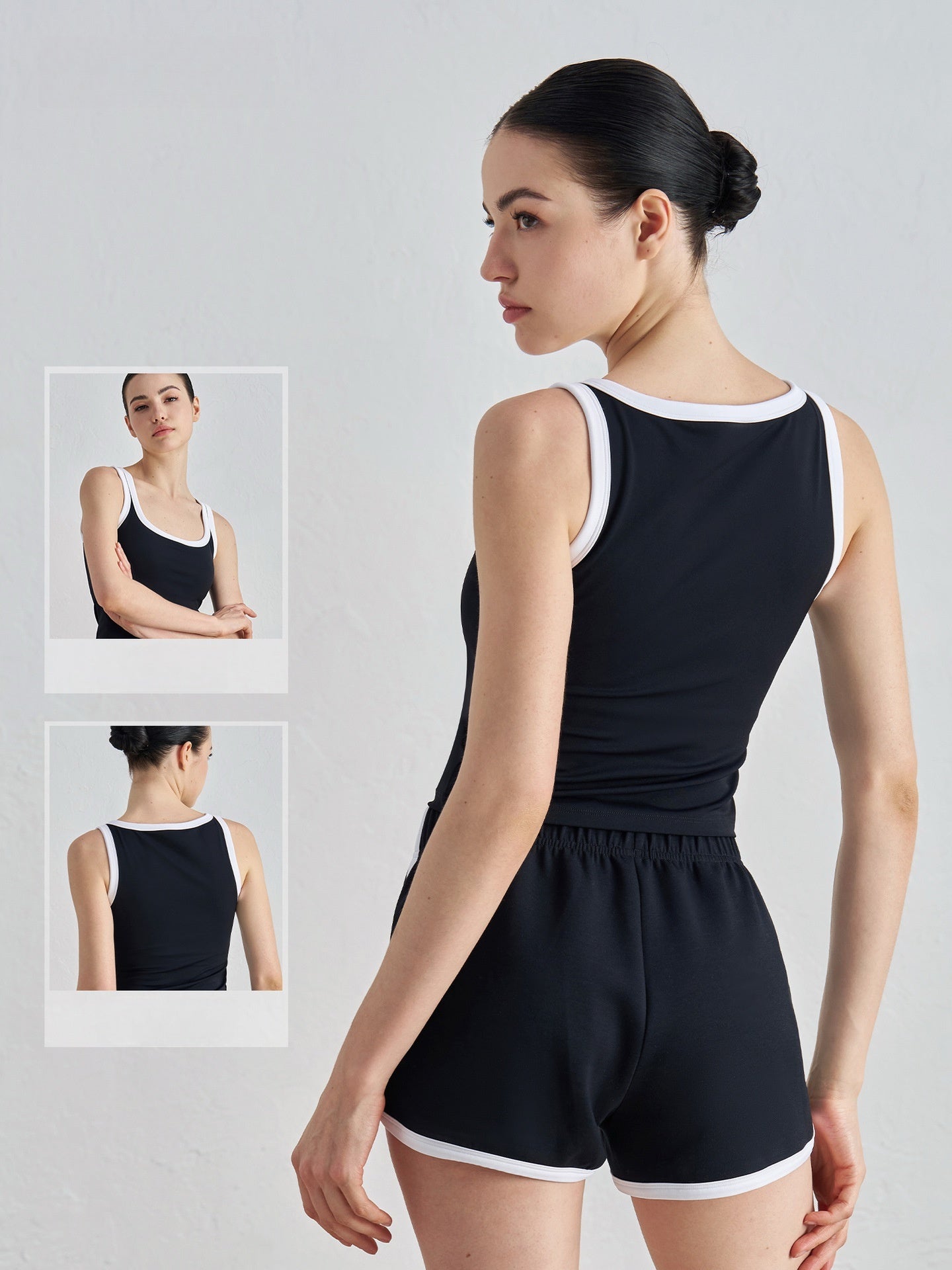Women Barely There Yoga Bra U Neck Backless Color Block Workout