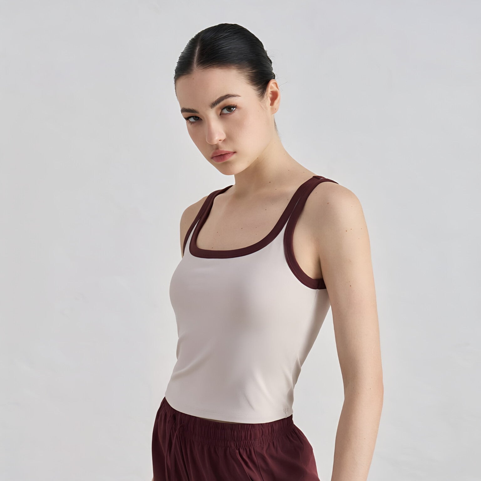 Women Barely There Yoga Bra U Neck Backless Color Block Workout