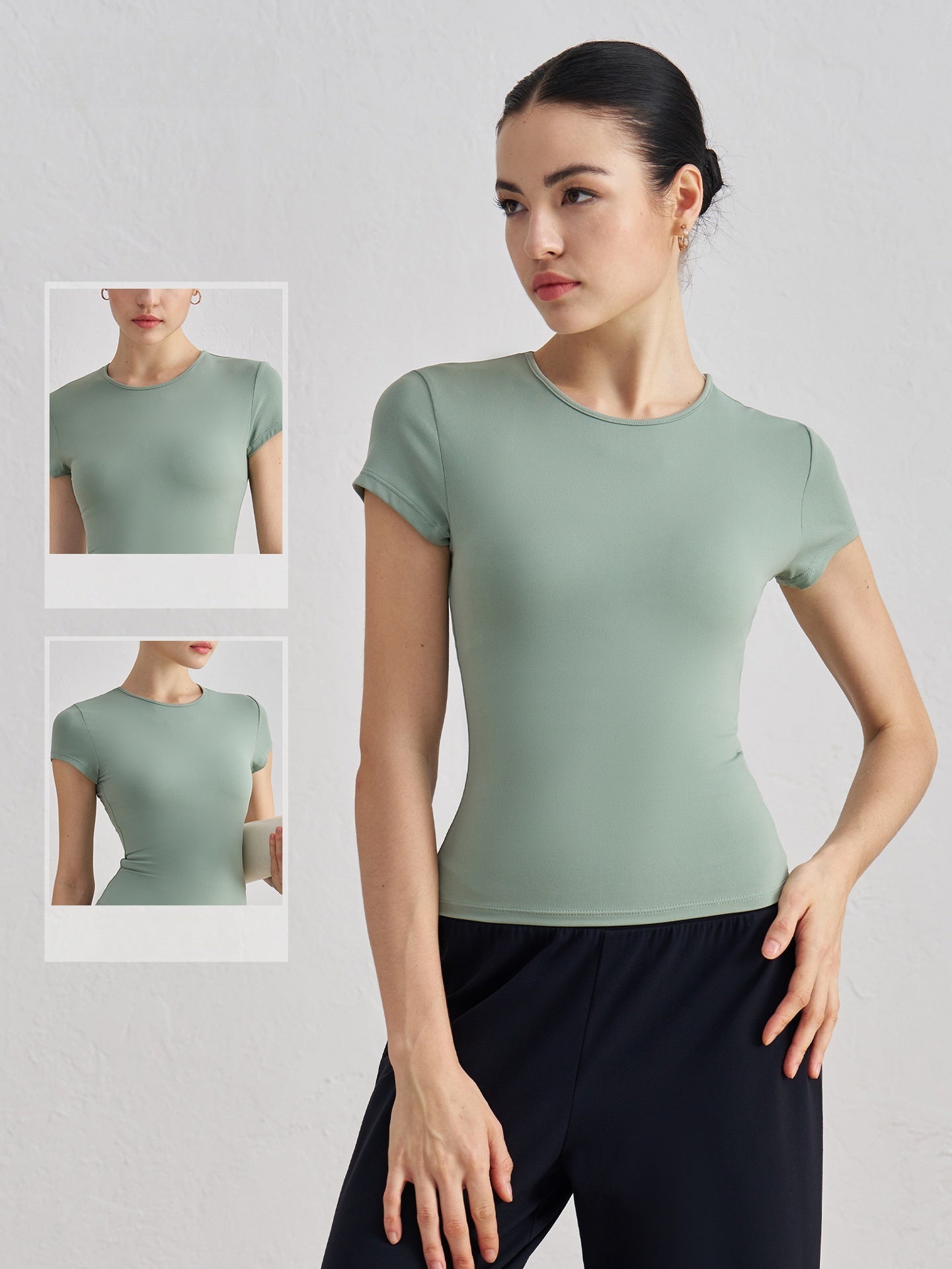 Women Barely There Yoga T-Shirt Fitted Waist Slimming Casual Top