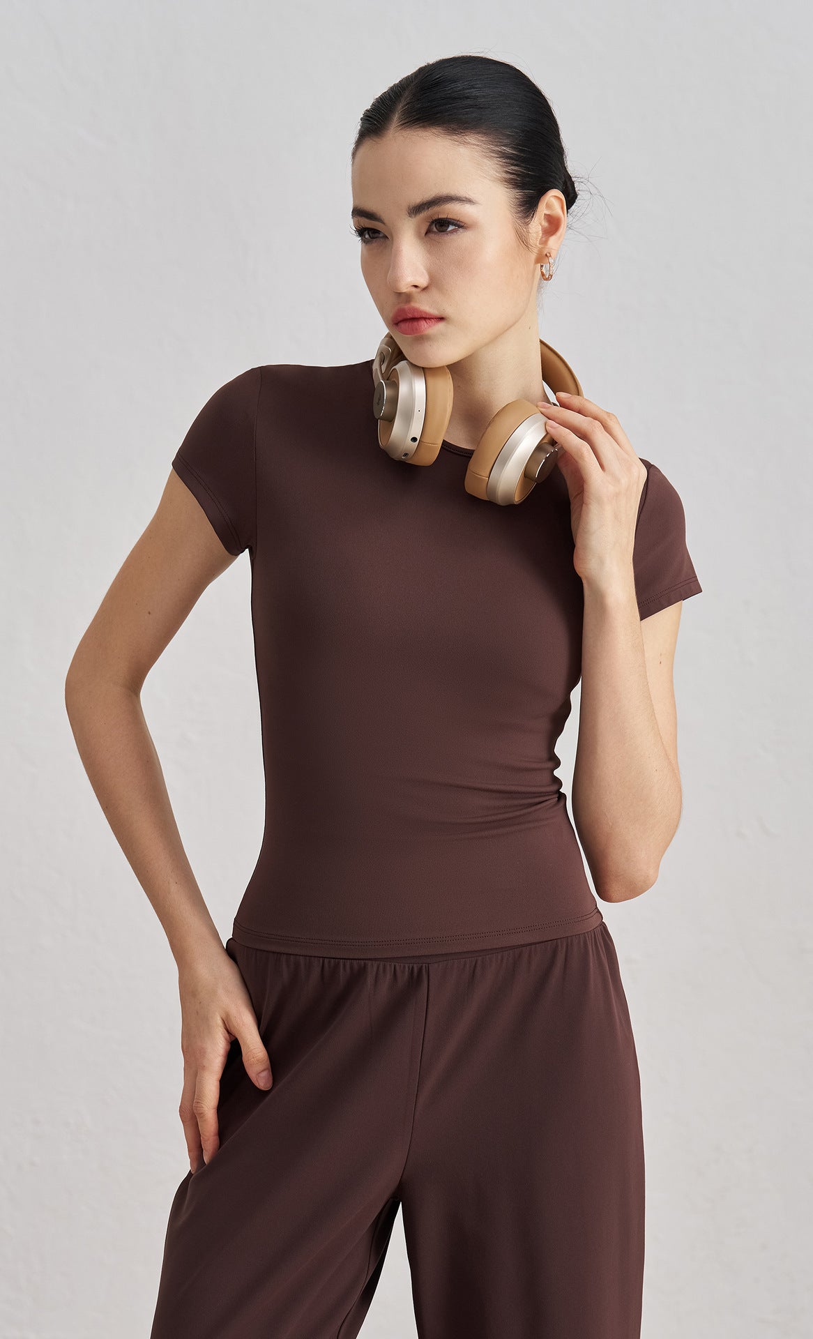 Women Barely There Yoga T-Shirt Fitted Waist Slimming Casual Top