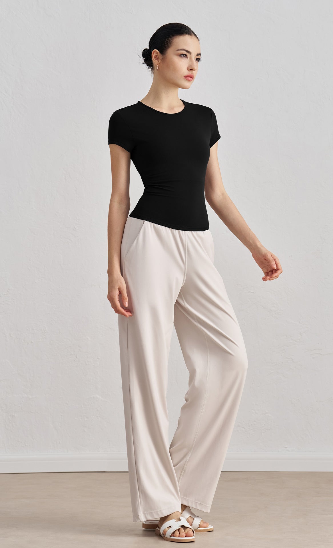 Women Barely There Yoga T-Shirt Fitted Waist Slimming Casual Top