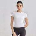 Women Barely There Yoga T-Shirt Fitted Waist Slimming Casual Top