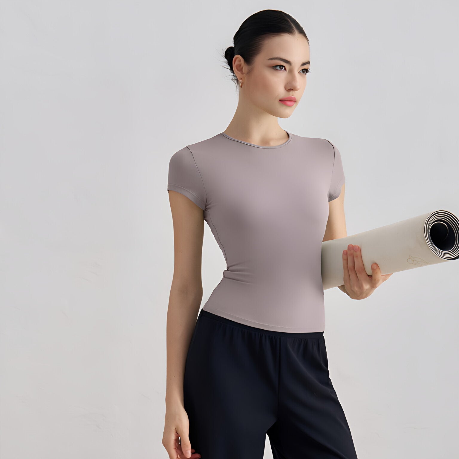 Women Barely There Yoga T-Shirt Fitted Waist Slimming Casual Top