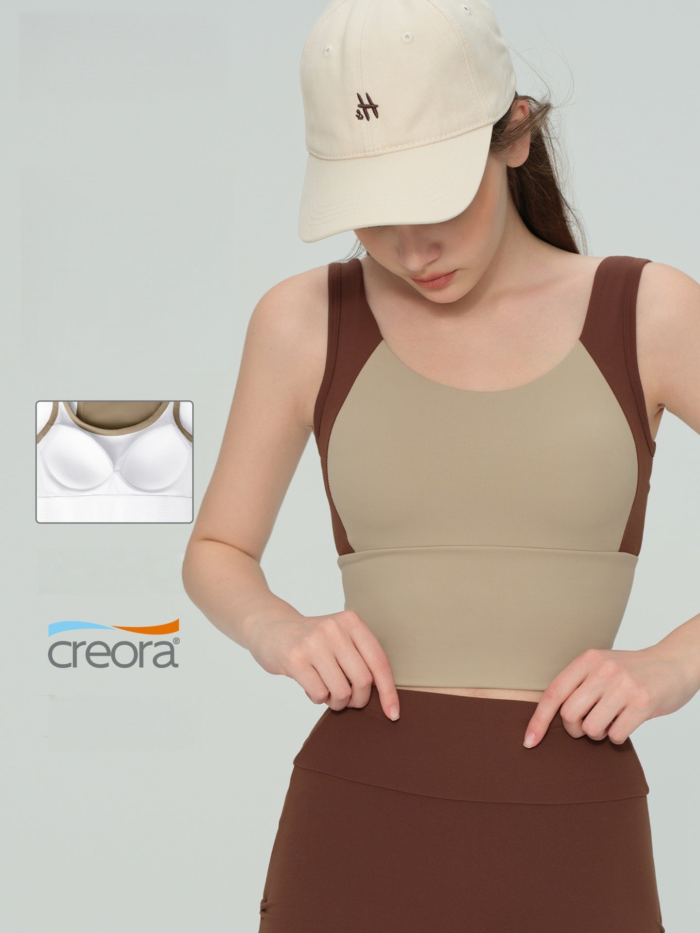 Women Color Block Yoga Tank Built-in Bra Fixed Cup Workout