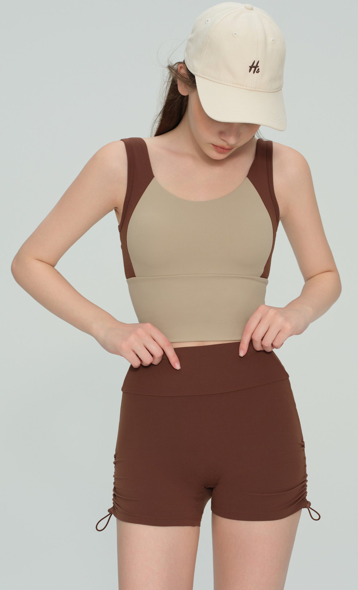 Women Color Block Yoga Tank Built-in Bra Fixed Cup Workout