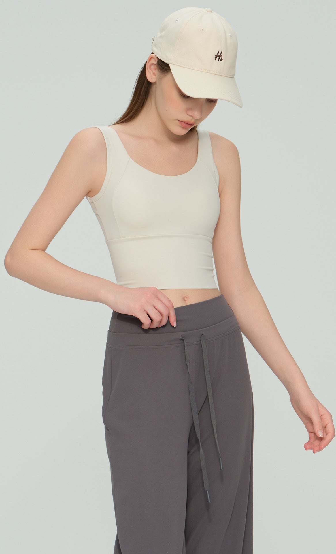 Women Color Block Yoga Tank Built-in Bra Fixed Cup Workout