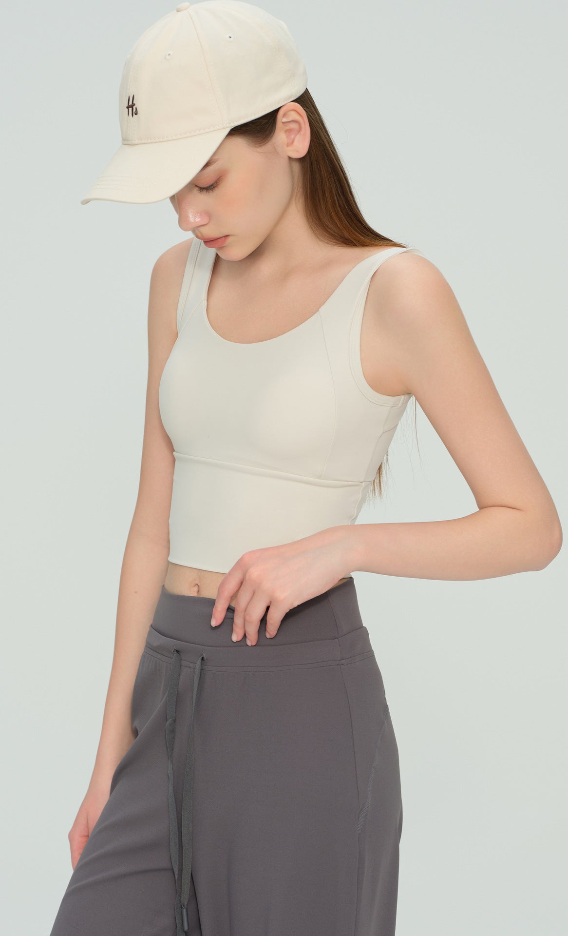 Women Color Block Yoga Tank Built-in Bra Fixed Cup Workout