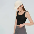 Women Color Block Yoga Tank Built-in Bra Fixed Cup Workout