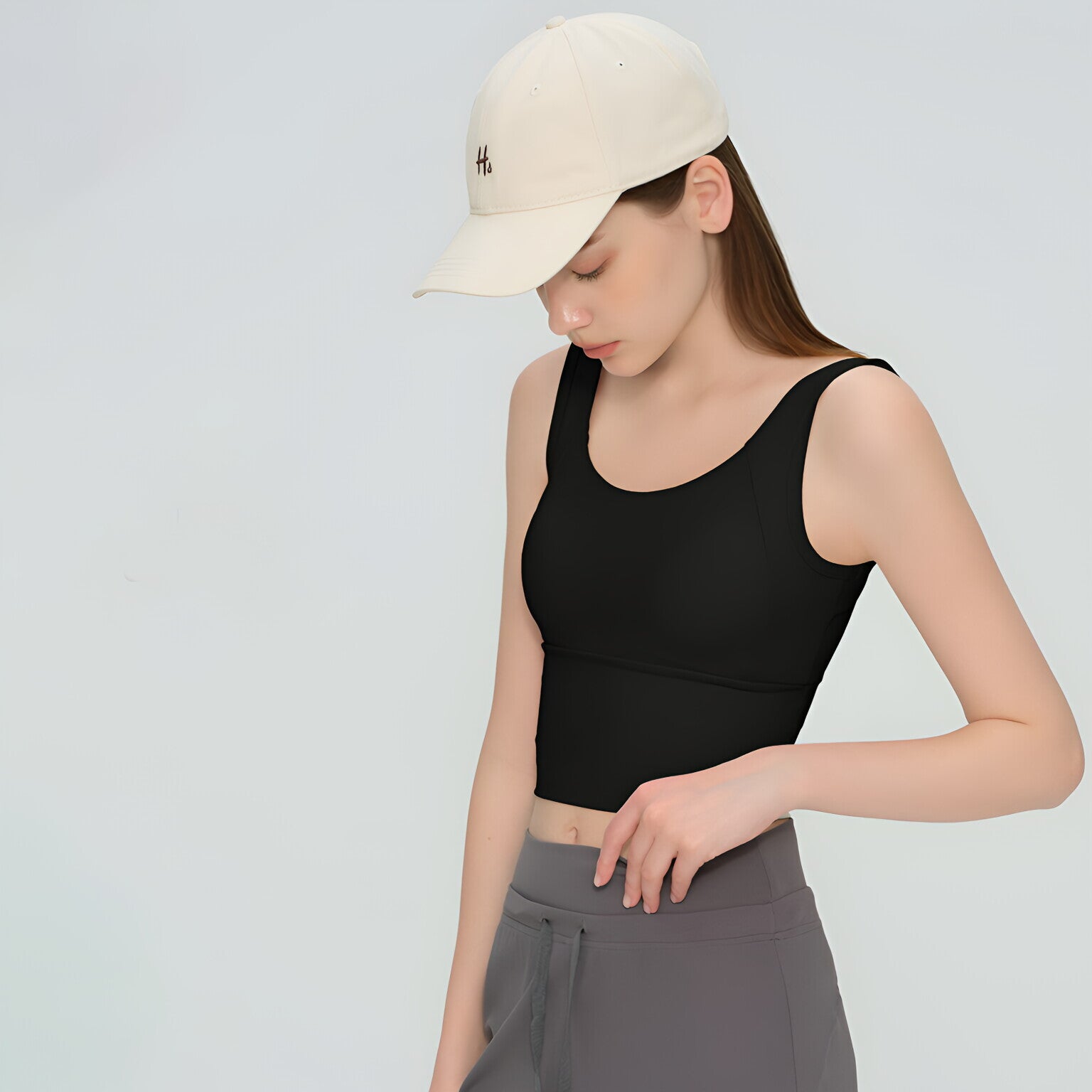 Women Color Block Yoga Tank Built-in Bra Fixed Cup Workout