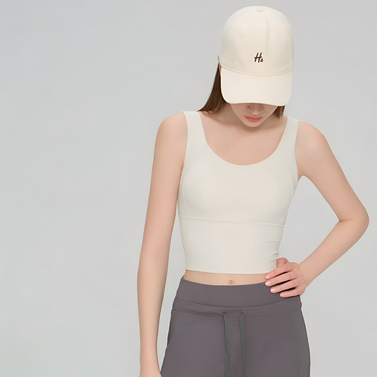 Women Color Block Yoga Tank Built-in Bra Fixed Cup Workout