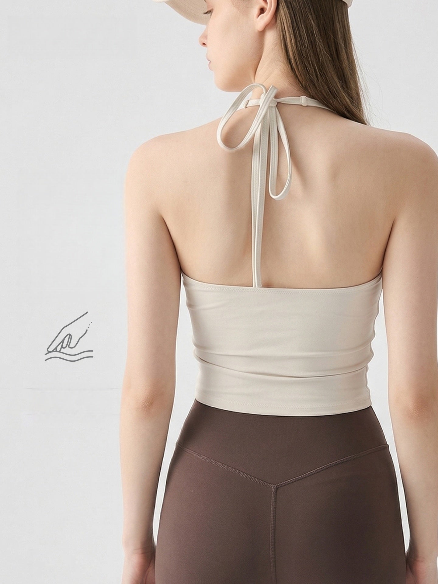 Women Halter Backless Yoga Bra Fixed Cups Padded Breathable Workout
