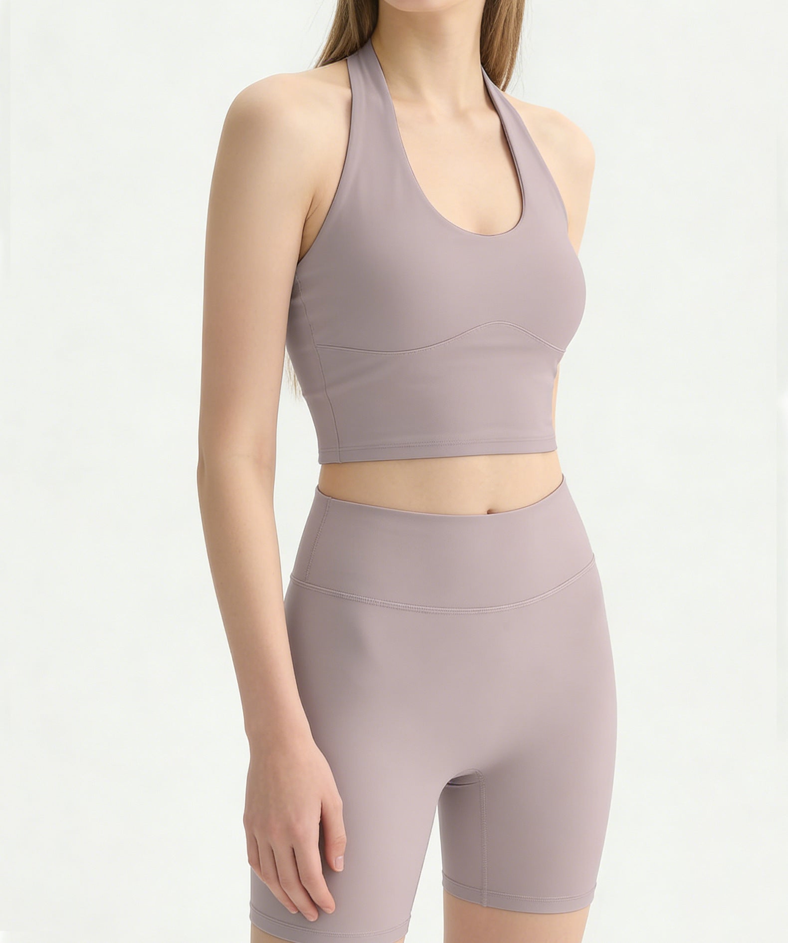 Women Halter Backless Yoga Bra Fixed Cups Padded Breathable Workout