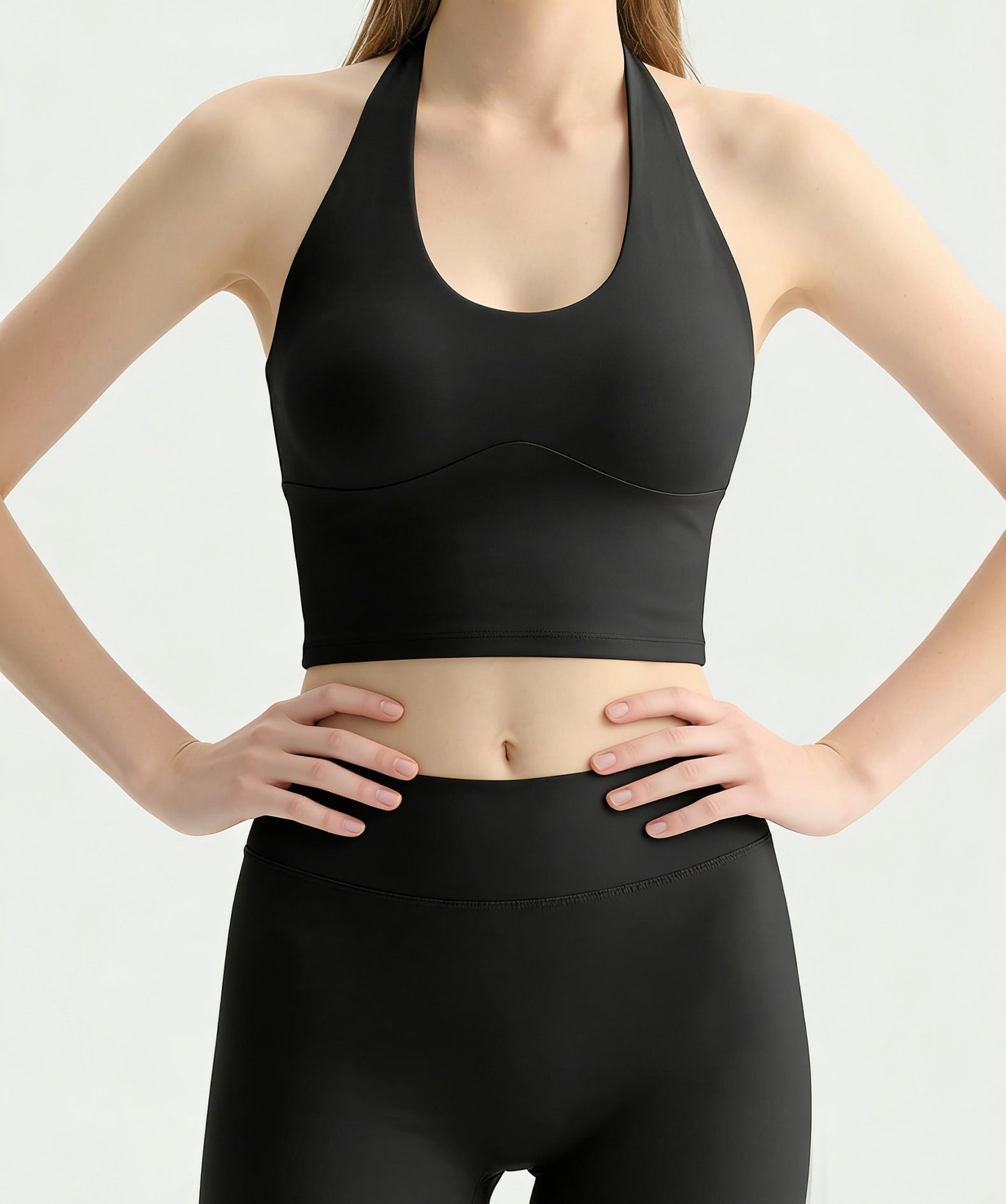 Women Halter Backless Yoga Bra Fixed Cups Padded Breathable Workout