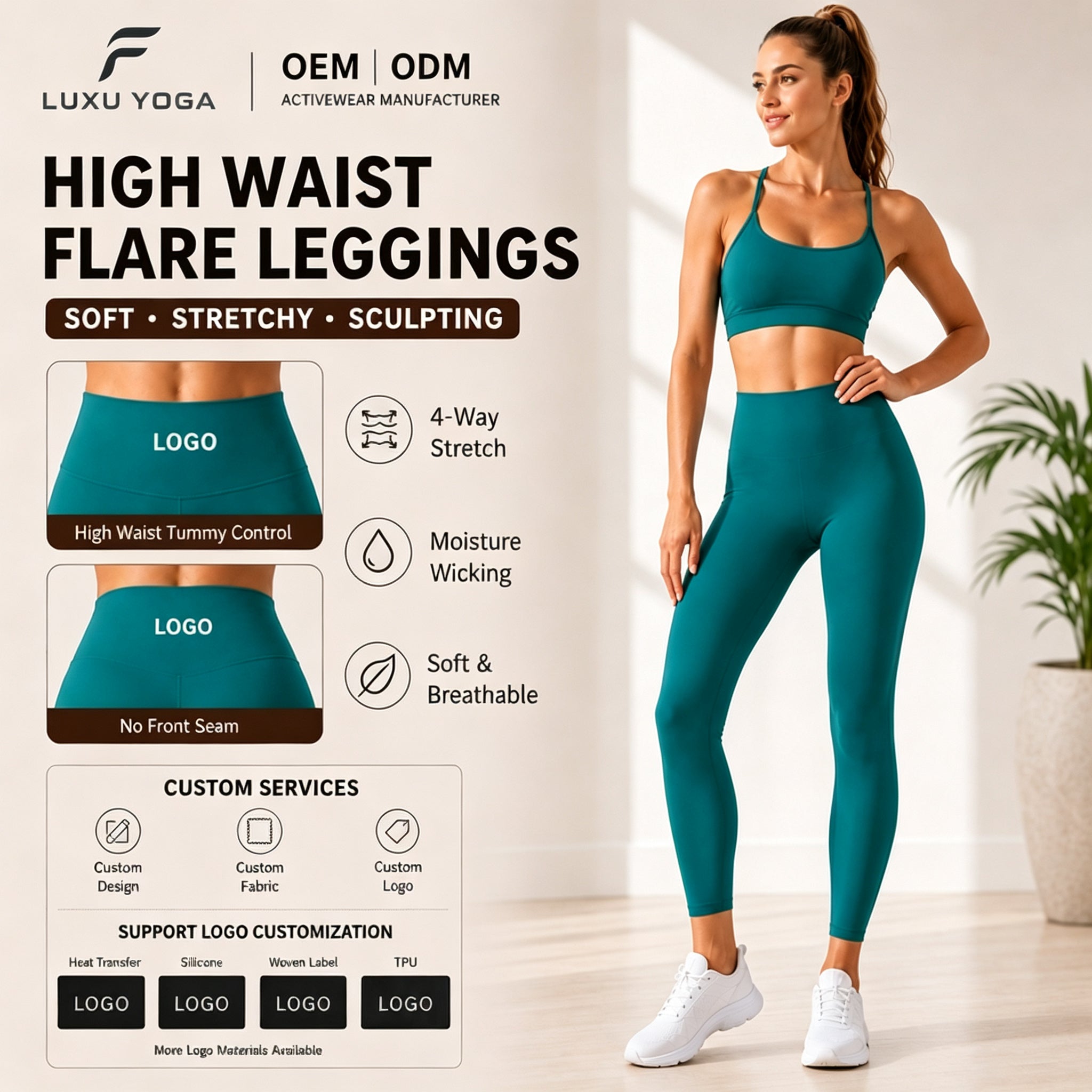 Women High Waist Compression Yoga Leggings Full Length Tummy Control Breathable Workout