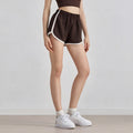 Women High Waist Retro Color Block Shorts Elastic Waist Side Slit