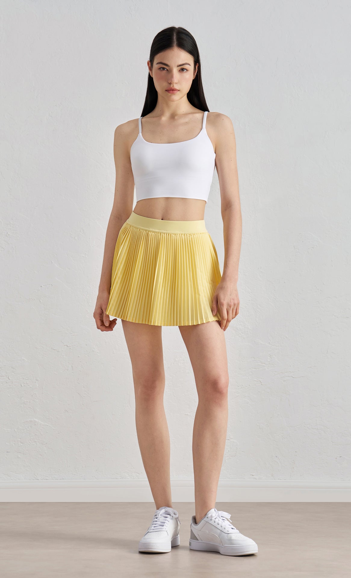 Women High Waist Tennis Skirt Anti-Slip Waist Pleated Side Pockets Casual