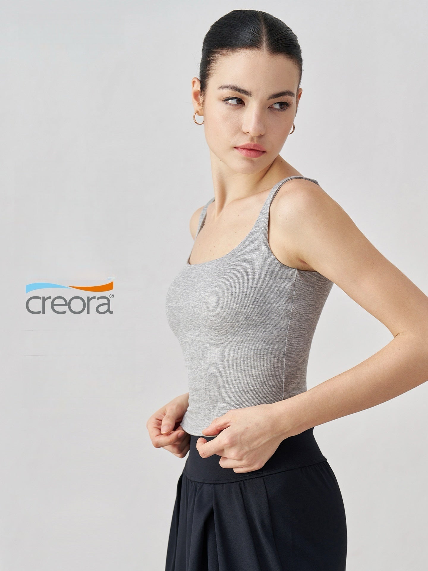 Women Ribbed Yoga Vest Wide Straps Backless Built-in Pads Workout
