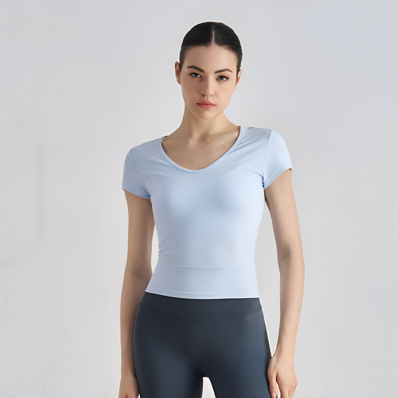 Women Sculpting Yoga Top Fitted Waist Short Sleeve Workout