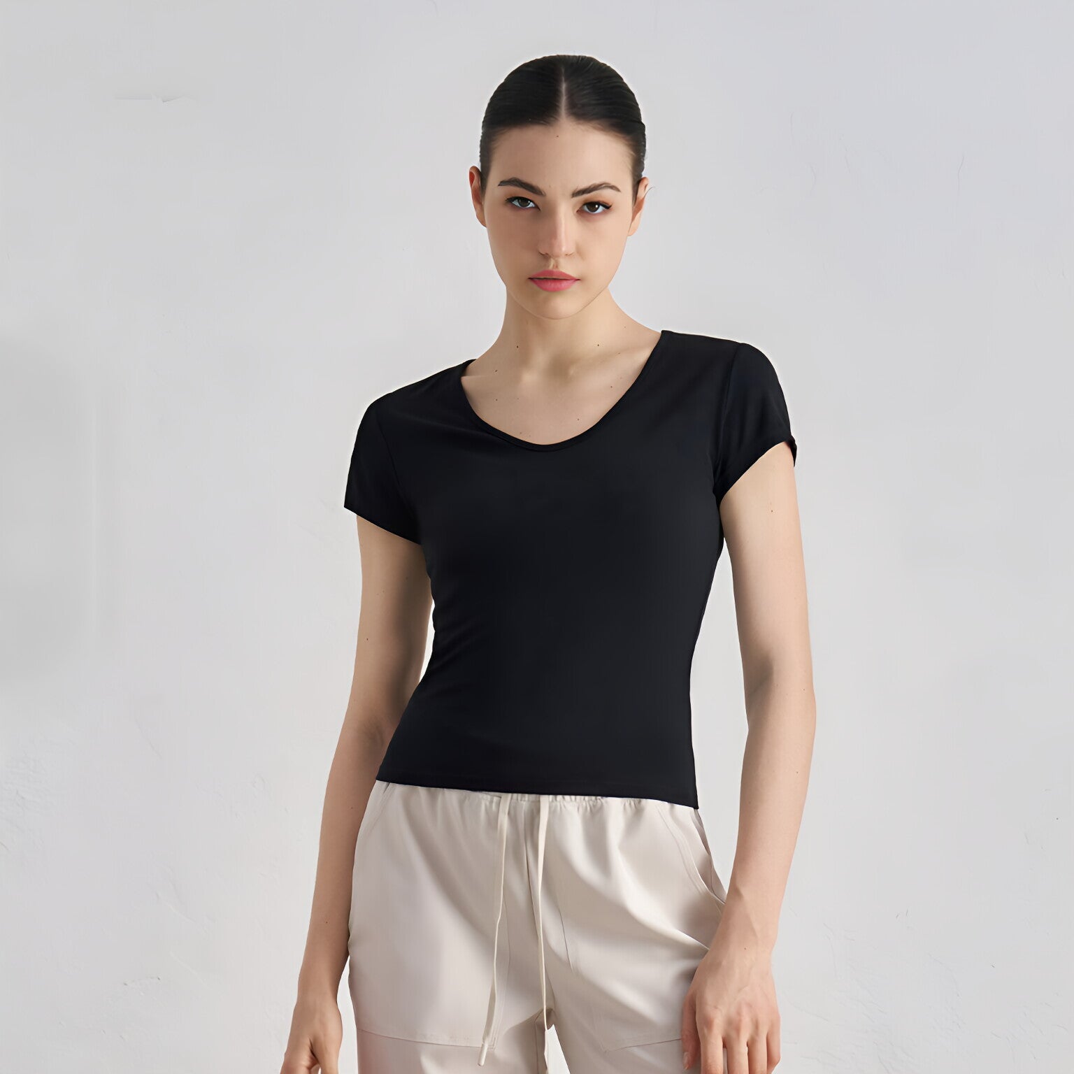 Women Sculpting Yoga Top Fitted Waist Short Sleeve Workout