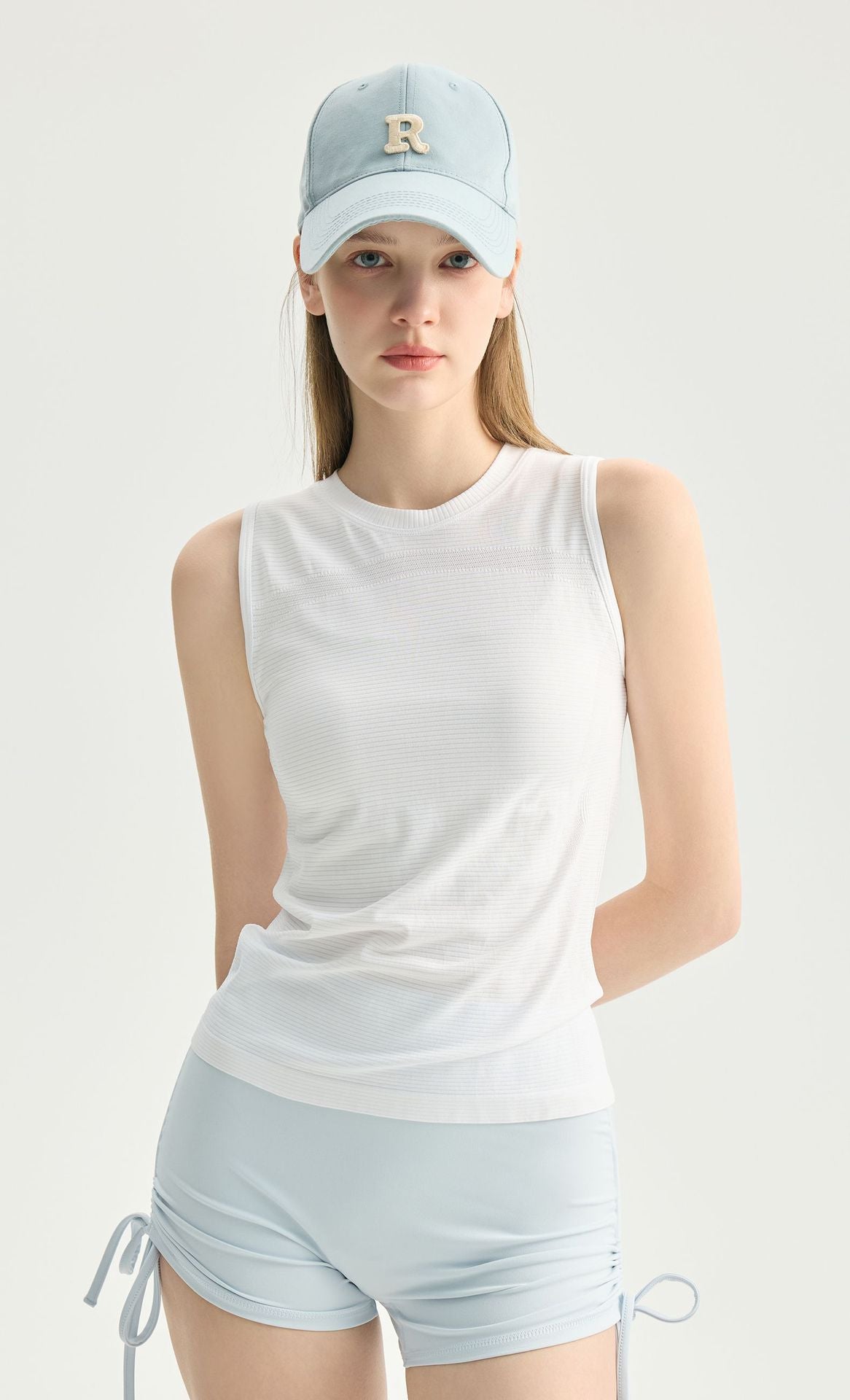 Women Summer Round Neck Sleeveless Yoga Tank Ice Feel Slimming